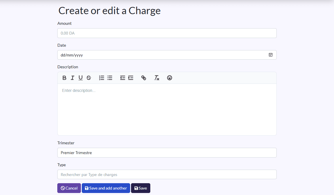 Charge form