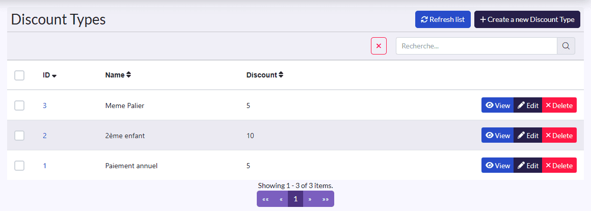 “Discount Types”: Name, Discount