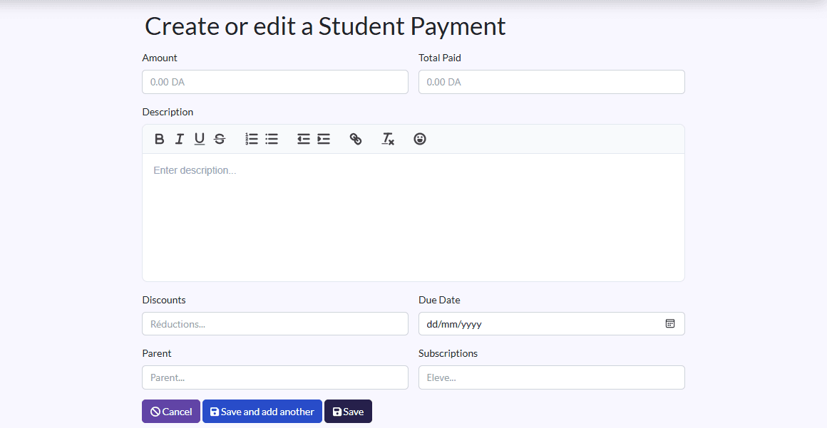 Payment form