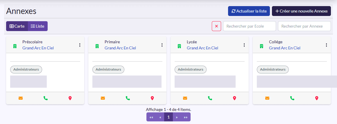 Annexes en vue Liste